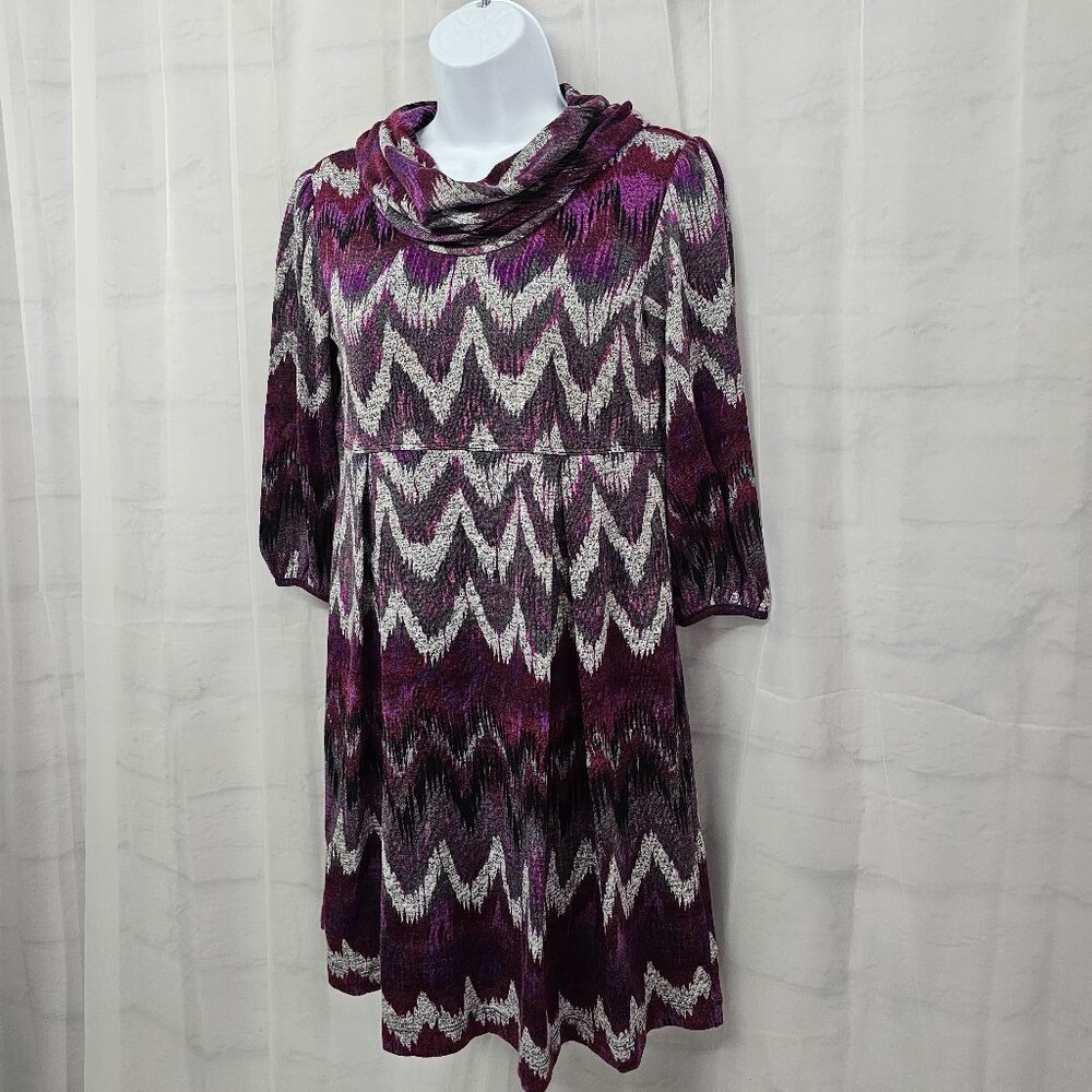 I.N. Studio Dress Knit Purple Gray Cowl Neck Grunge Retro Twee 10P - Picture 5 of 11